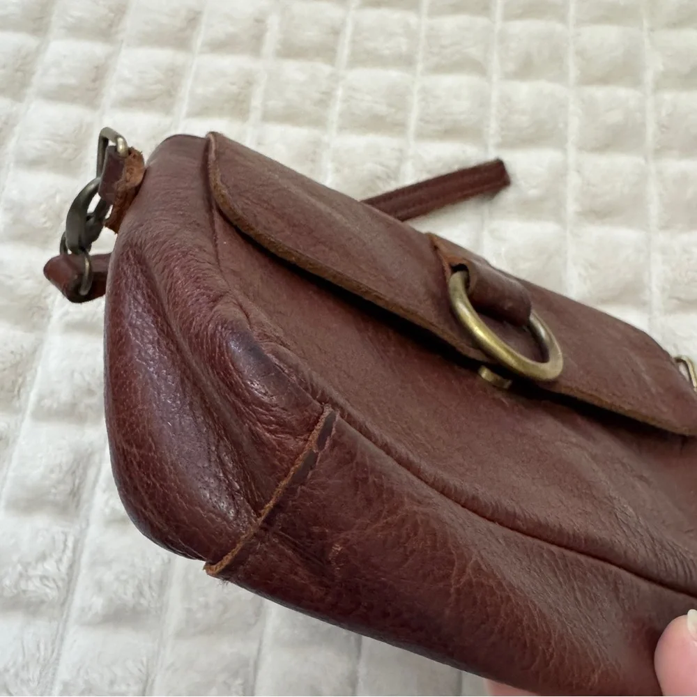 Overland Brown Leather Wristlet Clutch Bag ~‎ Western Southwestern Boho Concert